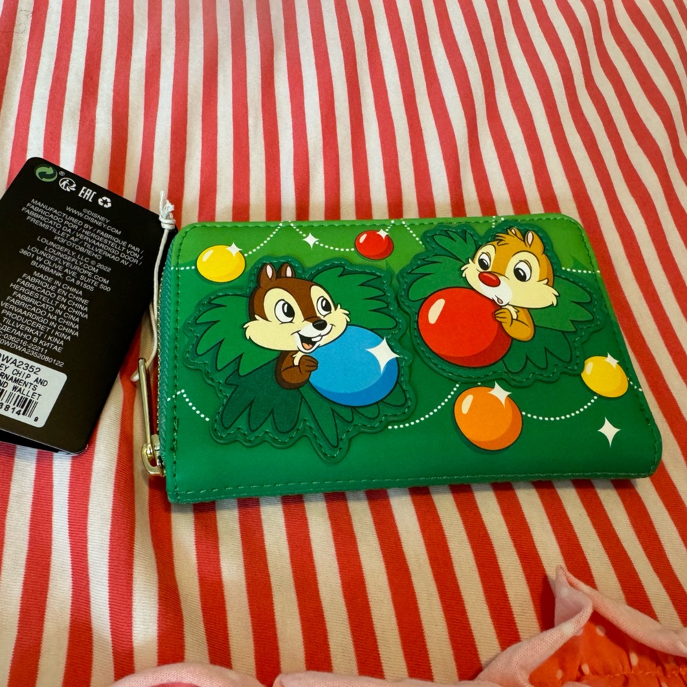 Disney Loungefly Chip & Dale Christmas Holiday Wallet NWT